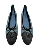 Ballerines CHANEL T 41 denim bleu marine gris foncé