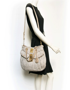 Sac MIU MIU en lin beige GM