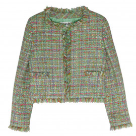 Veste courte tweed vert CHANEL AUtomne 2001