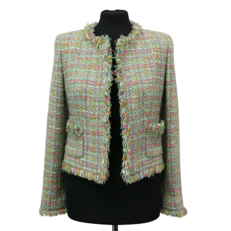 Veste courte tweed vert CHANEL AUtomne 2001