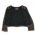 Veste courte tweed noir et ambre CHANEL t36