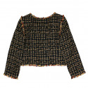 Veste courte tweed noir et ambre CHANEL t36