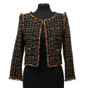 Veste courte tweed noir et ambre CHANEL t36