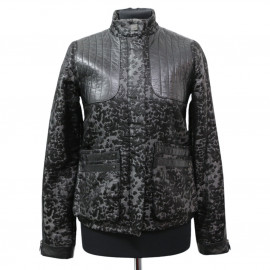 Veste T34 CHANEL textile et cuir noir