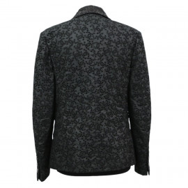 Blazer CHANEL dentelle T38 croisé coton noir