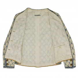 Veste CHANEL Couture T 38 beige bleue