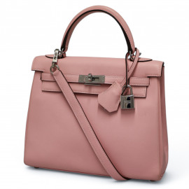 Sac HERMES Kelly 25 rose Sakura cuir swift