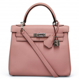 Sac HERMES Kelly 25 rose Sakura cuir swift