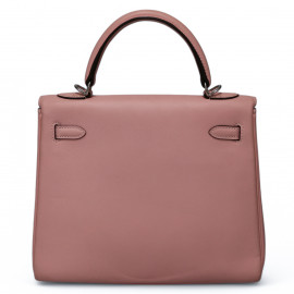 Sac HERMES Kelly 25 rose Sakura cuir swift