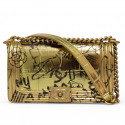 Sac Boy CHANEL doré Graffiti façon croco embossé