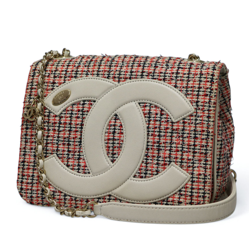 Mini sac tweed chanel blanc