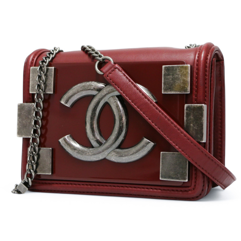 Mini sac CHANEL Boy brick flap bordeaux