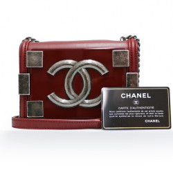 Mini sac CHANEL Boy brick flap bordeaux