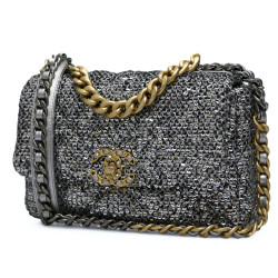 Sac 19 CHANEL laine grise  sequins