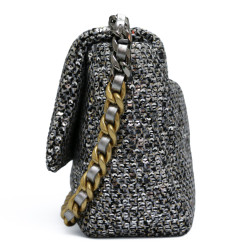 Sac 19 CHANEL laine grise  sequins