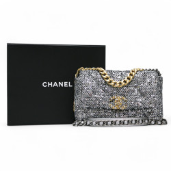 Sac 19 CHANEL laine grise  sequins