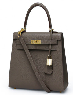 Kelly 25 étoupe HERMES cuir Epsom