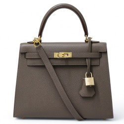 Kelly 25 étoupe HERMES cuir Epsom