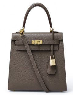 Kelly 25 étoupe HERMES cuir Epsom