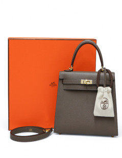 Kelly 25 étoupe HERMES cuir Epsom