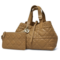 Sac DIOR Toujours cuir de veau Macrocannage  beige