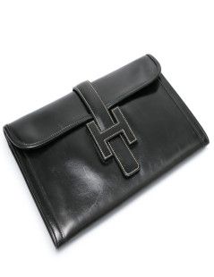 Pochette Jige HERMES box noire