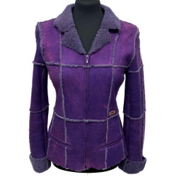 Veste CHANEL peau retournée violette T36