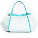 HERMES turauoise beach bag in canvas