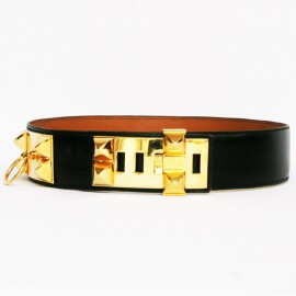 Ceinture Médor HERMES noire vintage