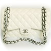 Sac Jumbo CHANEL cuir grainé blanc