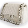 Sac Jumbo CHANEL cuir grainé blanc