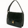 Sac HERMES croco souple noir