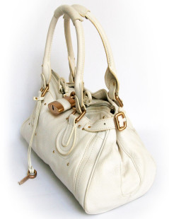 sac Paddington CHLOE cuir grainé blanc