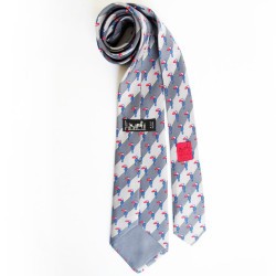 Silk HERMES tie grey reasons pelican