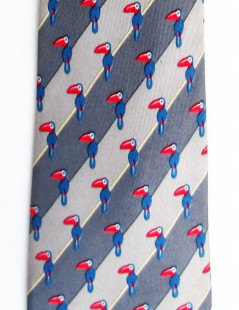 Silk HERMES tie grey reasons pelican