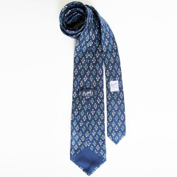 Tie HERMES reasons blue silk flowers