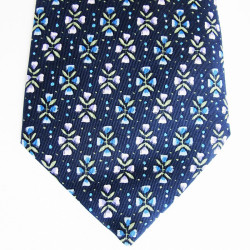 Tie HERMES reasons blue silk flowers