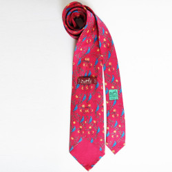 HERMES tie silk pink reasons birds