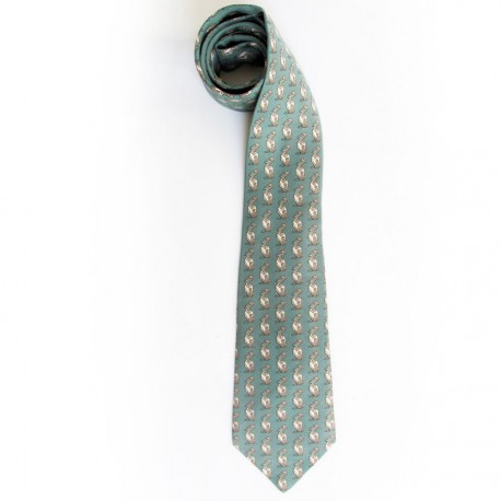 Pelicans reasons green silk HERMES tie