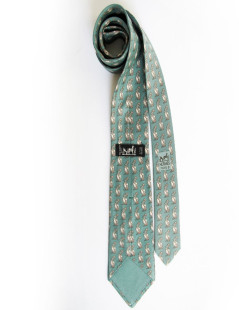 Pelicans reasons green silk HERMES tie