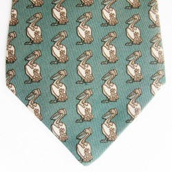 Pelicans reasons green silk HERMES tie