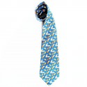 Blue HERMES tie with printed fans