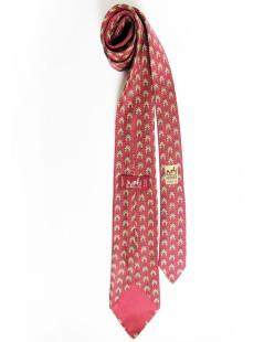 Silk HERMES tie raspberry Indian grounds