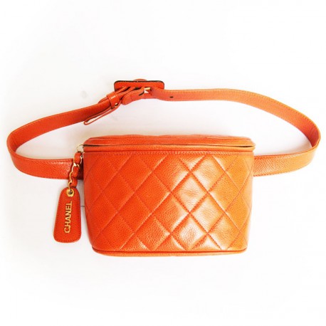 Sacoche de ceinture CHANEL en cuir orange