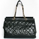 Large black grained leather CHANEL Tote