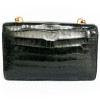 Sac HERMES vintage en crocodile porosus noir