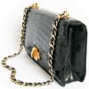 Sac HERMES vintage en crocodile porosus noir