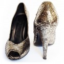 CHANEL T39 pumps in aged silver python