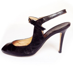 Sandales hautes SERGIO ROSSI cuir verni noir