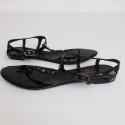 Flat Sandals Black patent leather CHANEL T39